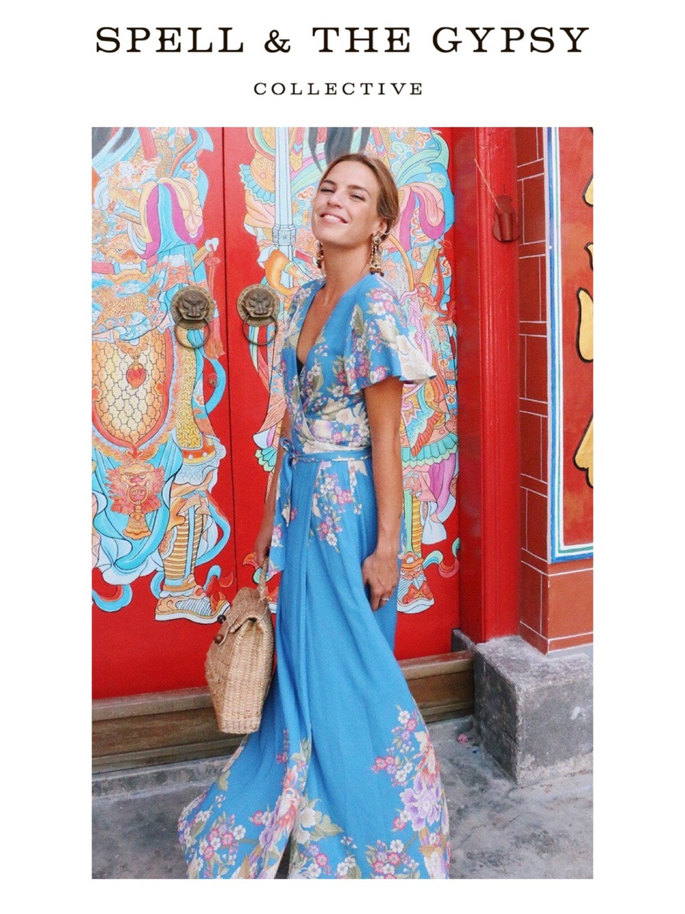 SPELL Blue Skies Wrap Maxi Dress